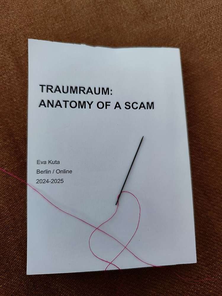 First trial: the booklet cover, with needle and red thread