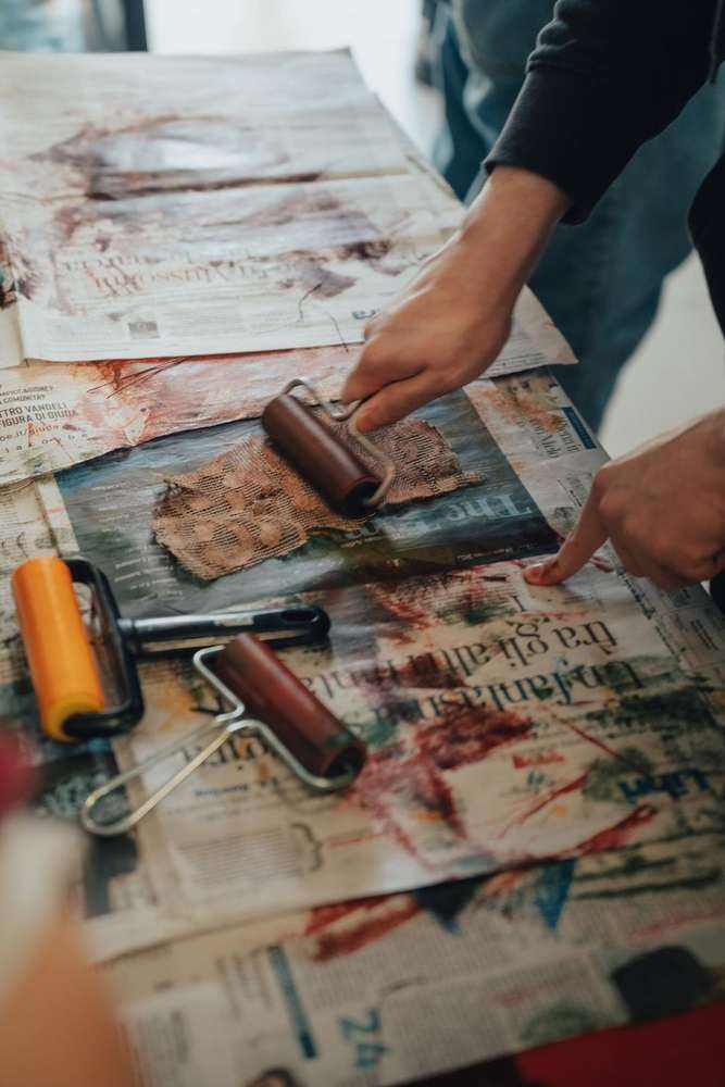 Inking with a roller Inking with a roller