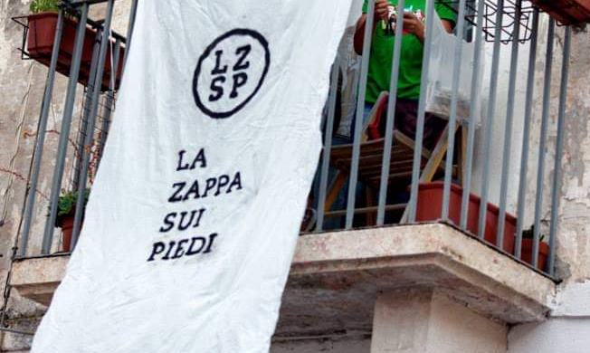 A banner of the festival hung from a balcony