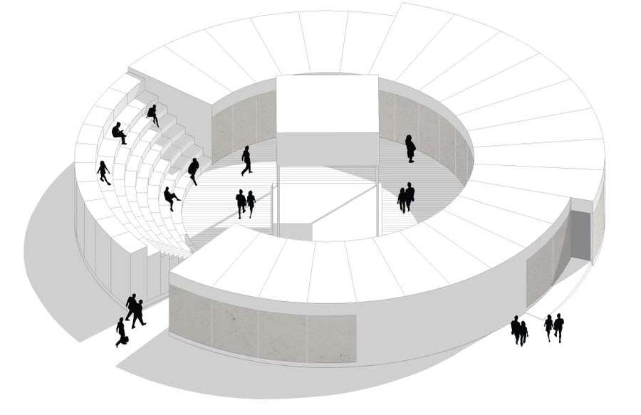 Isometric view of the ring with its tiered seating