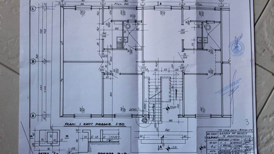 Typical ground-floor plan, Type Section 1, prefabricated-panel apartment block, scale 1:50