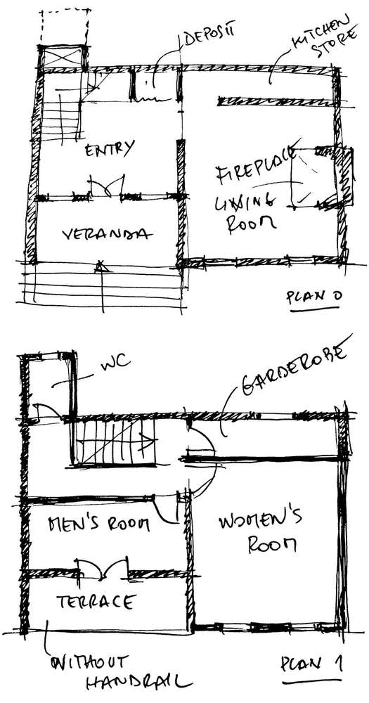 The house in Kutë drawn from memory, as I knew it from childhood visits to my grandmother